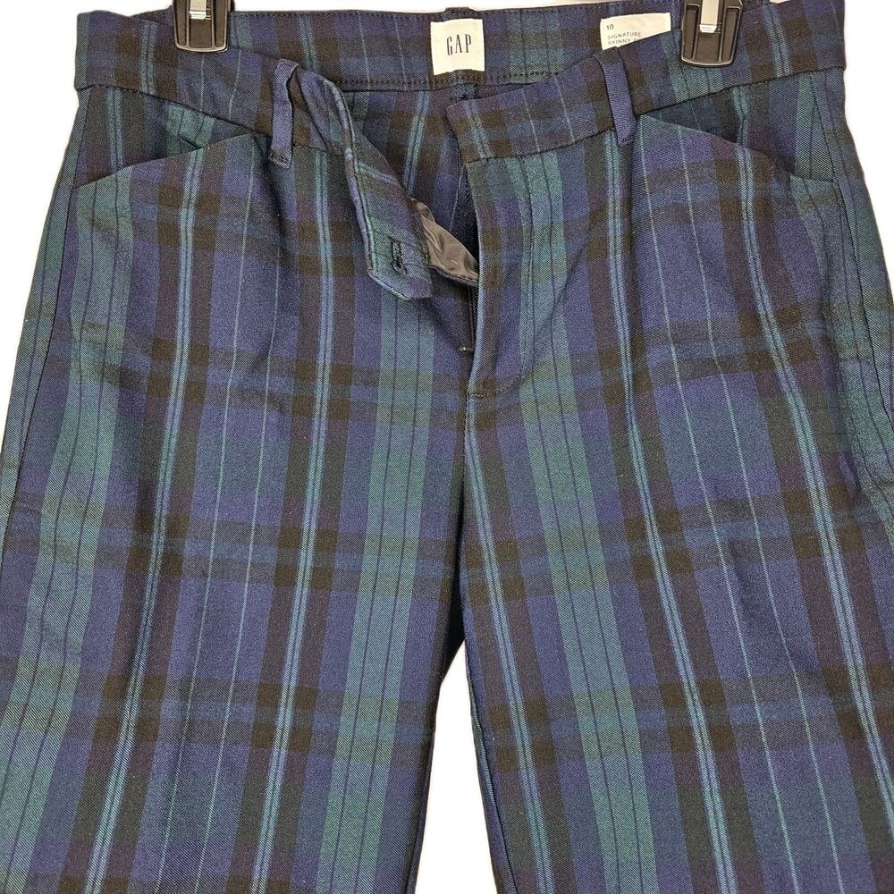 GAP Blue and Green Plaid Signature Skinny Pants, Size 10